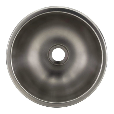 Top view of a 13 Inch Round Stainless Steel RV Kitchen Sink with Brushed Nickel Finish Easy Clean Rust And Stain Resistant No Faucet Included
