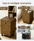 Legit Quality Rolling File Cabinet With Secure Combo Lock For No Sweat Office Organization Sweet Dark Walnut Wood Finish in various uses.
