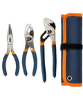 Three Piece Pliers Set For DIY And Home Use With 6 Inch Long Nose Pliers, 6 Inch Slip Joint Pliers, And 8 Inch Water Pump Pliers.