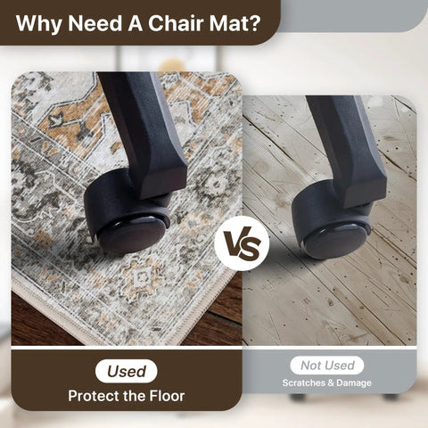 Comparison of 36x48 Inch Office Chair Mat For Hardwood And Tile Floors Under Desk with wheels protecting and scratching the floor