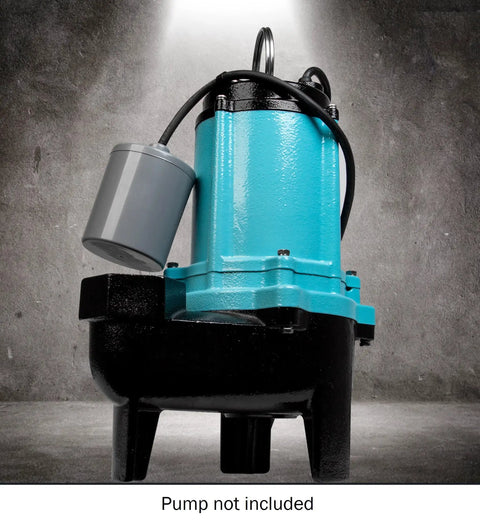 Pump Down Piggyback Tethered Float Switch For Sump Sewage Pond And Effluent Systems With 20 Ft Cord next to a pump