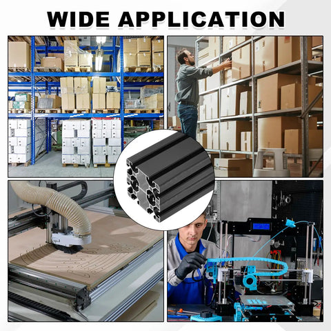 Two Pack 800mm 4080 Aluminum Extrusion Profiles European Standard Anodized Black Linear Rail Guide For 3D Printers And CNC Machines Heavy Duty 6063 Aluminum Smooth Motion Built For Big Builds in CNC and 3D printer frames