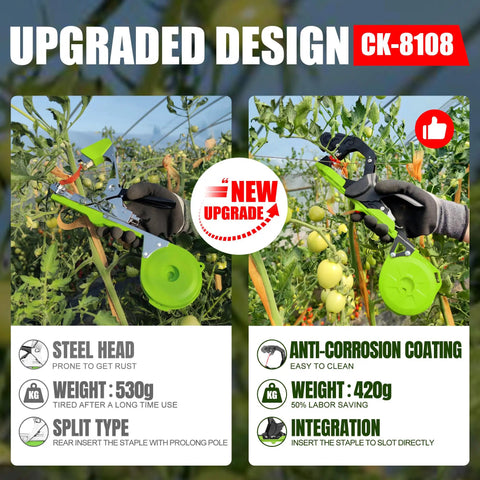 Plant Tying Machine Tapener Tool 420g with 10000 Staples and 20 Rolls Green Tape used for garden plant tying