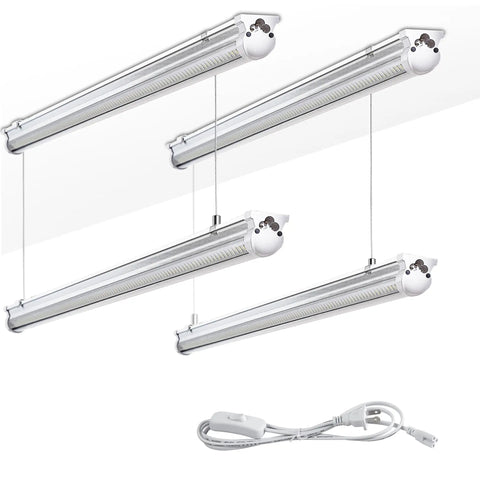 4Pack 4Ft LED Shop Light With 50W 7500LM 6000K White Light Plug And Play Hanging Linkable for Garage Workshop