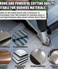Heavy Duty Drill Nibbler Sheet Metal Cutter Kit for electric drills cutting various metal sheets including aluminum, copper, and steel.