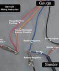 Wiring instructions for 7 Inch High Resolution Fuel Level Sending Unit And Gauge Kit In SUS316 Stainless Steel, labeled wires.