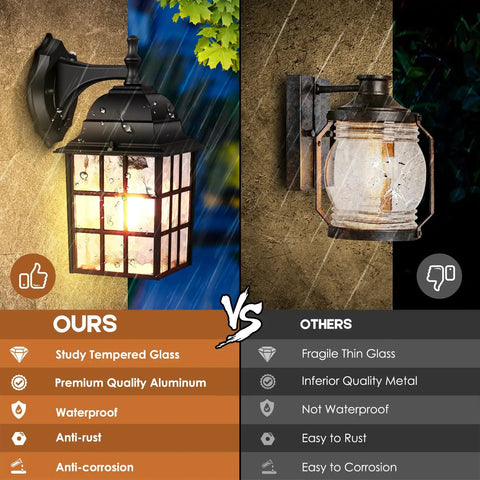 Comparison of Dope Dusk To Dawn Outdoor Wall Lanterns 2 Pack Black Photocell Sensor Exterior Lights with competitor.