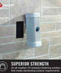 Industrial Strength Outdoor Hook And Loop Fasteners For Extreme Weather showing attached device on brick wall