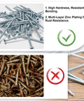 Comparison of Number 8 By 2 Inch Wood Screws Set For Wood And Drywall Phillips Flat Head SelfTapping Screws 130 Pieces With Organizer Box High Hardness Metal Silver Finish highlighting rust resistance and hardness.