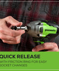Man holding a 24V Brushless Half Inch Cordless Impact Wrench With 3 Speed Selector And LED Light Delivers 300 Ft Lbs Torque Ultra Compact And Lightweight