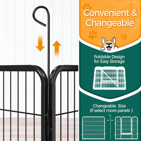 32 Inch 32 Panels Outdoor Dog Playpen Built Tough Heavy Duty Metal Pet Fence For RV Camping Yard Garden Foldable Portable Indoor Use