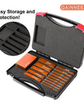 Setup Blocks 15 Pcs Aluminum Precision Height Gauge Set in a black case with orange anodized aluminum bars for woodworking.