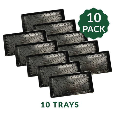 10-pack of plastic Seedling Starter Tray Set Durable Reusable Plastic Germination Trays with watertight no holes base
