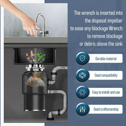 Garbage Disposal Unjamming Wrench Tool Universal Compatibility With Moen InSinkErator And Waste King Disposals Above The Sink Clearing Clogs Quick And Easy No Fuss Repair