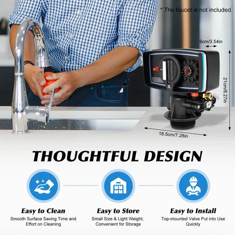 Man installing 110V 12 Day Time Clock Control Valve With 3W Timer Backwash Head on a kitchen sink