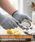 Level 5 Cut Resistant Gloves Fiberglass Free Food Grade for Oyster Shucking and Meat Cutting Grey Large Machine Washable
