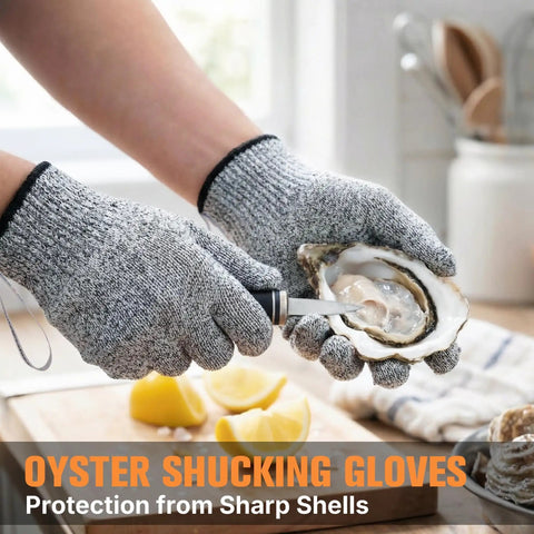 Level 5 Cut Resistant Gloves Fiberglass Free Food Grade for Oyster Shucking and Meat Cutting Grey Large Machine Washable