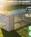 Ultimate Backyard Chicken Coop With Run shown with dual roof design, featuring asphalt and mesh cover for 4-6 chickens, weatherproof.