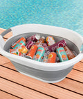 Collapsible Laundry Basket 39L 10.3 Gallon Portable Sink Multipurpose Plastic Bin Hamper Ice Bucket Camping Essential Gear for Outdoor Trips Gray Grab And Go Travel Gear For Outdoor Trips as ice bucket by pool with drinks