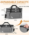 Insulated Double Layer Travel Bag For 6 To 8 Quart Oval Crock Pot Slow Cooker Keeps Food Warm On The Go Durable Carry Handles Spill Resistant Exterior Lightweight And Ready For Meals Anywhere showing expandable capacity with dimensions labeled.