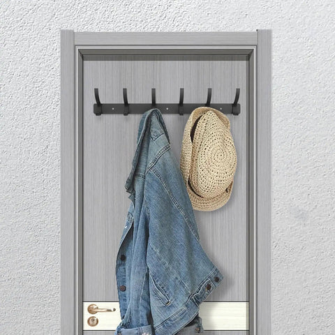 Wall Mounted Coat Rack With 6 Heavy Duty Hooks For Coats Hats Towels Purses Robes 2 Pack Tough As Nails Black Metal Backplate Durable