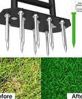 Heavy Duty Lawn Aerator Spike Tool With 18 Steel Spikes And 38.8 Inch Manual Handle For Grass And Yard Care, close-up view