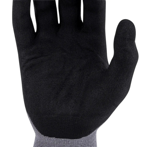 Knockout Grip Industrial Work Gloves With Foam Nitrile Palm Dip And Breathable Nylon Spandex Shell For Sure Handling And Dexterous Construction Tasks In Gray Xl showcasing the palm view.