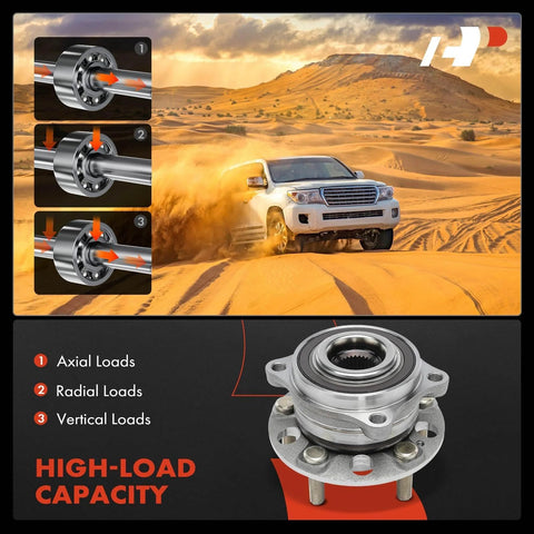 Wheel Bearing And Hub Assembly 5 Lug Front Or Rear Fit For Kia Sorento Telluride Carnival Palisade Santa Fe Santa Cruz And Hyundai Models 2019 2023 OEM Grade Replacement showing high-load capacity features