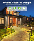 Solar Pathway Lights Outdoor 6 Pack Dope Bright White LED Landscape Lights illuminating a garden pathway, IP67 waterproof.