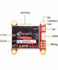 Long Range 5.8 GHz FPV VTX With OSD Switchable 0mW To 1000mW for Serious FPV Racing Drones showing components and labels
