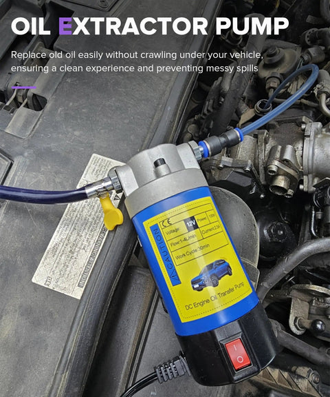 No Fuss 12V Self Priming Oil Extractor Pump Heavy Duty Transmission Fluid Suction Tool For Cars Motorcycles Lawn Mowers on engine