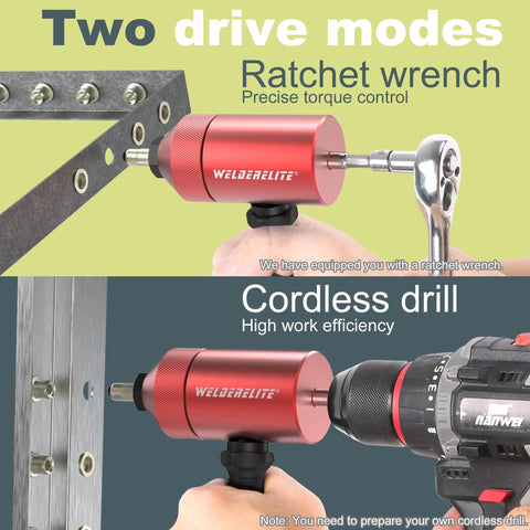 Rivet Nut Drill Adapter Kit With Dual Drive Modes Drill Or Ratchet For Fast Nutsert Installations Includes 270 Nuts And 36 Mandrels Red Finish Easy Cordless Drill Compatibility And Precise Torque Control