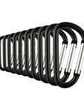 Aluminum Carabiner Clip Snap Hook Keychain Set Black With Multiple Sizes 1.5 1.9 2.2 2.4 2.8 Inch Carabiners For Keys Backpacks Lanyards
