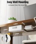 3 Ft Short Extension Cord Surge Protector Power Strip 8 In 1 mounted under desk, compact size fits anywhere with 4 AC outlets and USB ports.