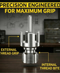 3Pc PVC Pipe Threader Kit For 1/2 Inch Up To 1 Inch Plastic Tubing with precision-engineered threads for grip.