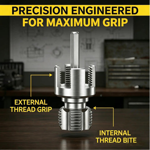 3Pc PVC Pipe Threader Kit For 1/2 Inch Up To 1 Inch Plastic Tubing with precision-engineered threads for grip.