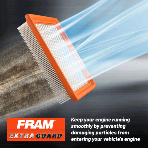Visualization of air flow through Extra Guard CA9997 Engine Air Filter for Subarus, showing particle filtration and protection process.