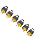 6 sets of male 3 prong connectors from Beefed Up Cord End Repair Kit For Extension Cords 15 Amp 125 Volt Safety Rated Connection