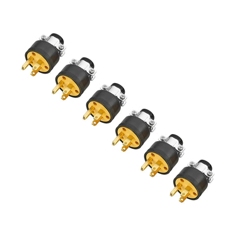 6 sets of male 3 prong connectors from Beefed Up Cord End Repair Kit For Extension Cords 15 Amp 125 Volt Safety Rated Connection