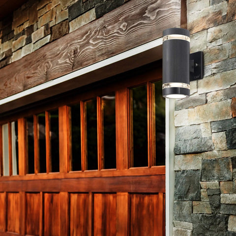 Two Pack Outdoor Wall Lights In Black Aluminum Waterproof IP65 3000K Warm White 5W LED Up And Down Porch Lighting Easy Install ETL Certified