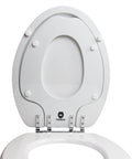 Elongated Toilet Seat For Adults And Kids With Chromed Metal Hinges White Kid Friendly Safe Toddler Ring That Never Pulls Off