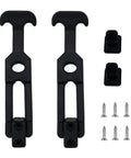 Front view of two black 6.3-inch rubber-flex T-handle draw latches with screws and rubber mounting bushings