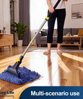 Heavy Duty Wet Mop With Looped End Cotton Mop Head, Industrial Grade String Mop, Telescopic Iron Pole, Adjustable From 44.5 To 55.1 Inches