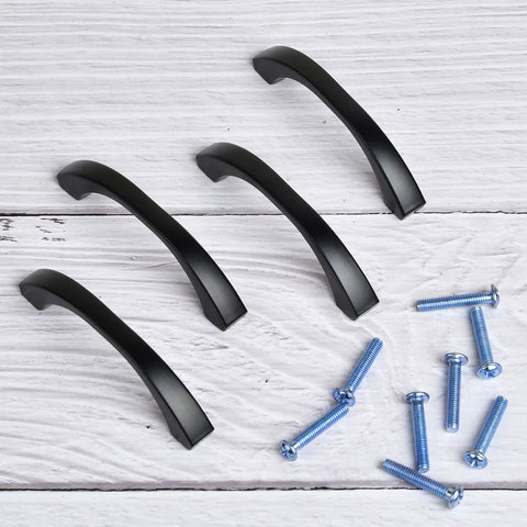 4 Pack Vintage Antique Black Drawer Pulls And Handles With 2-1/2 Inch Hole Center For Kitchen Cabinets Drop Bail Knobs Includes 0.94 Inch Screws