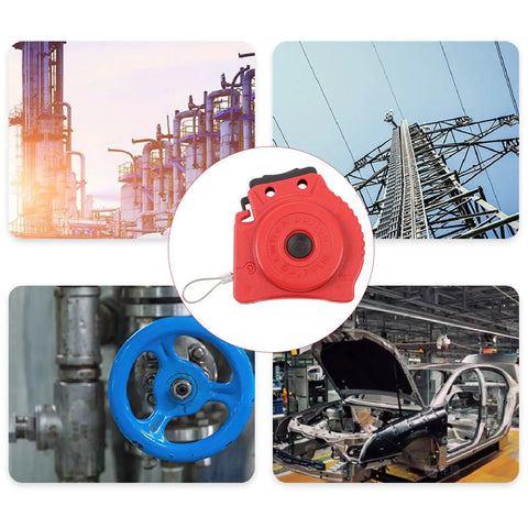 Built Tough Stainless Steel Lockout Tagout Cable Padlock Featuring Auto Retracting Safety Cord for machinery and power tools.