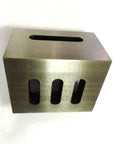 Cast iron slotted angle plate, 3 x 2 x 2.5 in, stress-relieved; top oval slot and three vertical side slots visible
