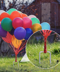 Colorful balloons anchored with 6 Inch Landscape Staples 50 Pack Galvanized Garden Stakes For Lawn Sod Weed Barrier Fabric