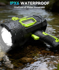 Rechargeable 2 Million Lumen Spotlight With Beastly Bright LED showing waterproof design in river