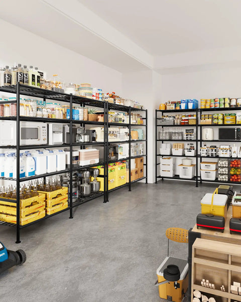 Massive 5 Tier Heavy Duty Garage Storage Shelves With a 59.1 by 15.7 by 69.2 Inch Frame Ultra Sturdy Steel Rack for Tools Equipment and Bulk Gear Easy Assembly Black Finish Big Capacity and Flexible Tier Spacing