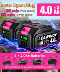 4.0Ah batteries for Pink 21V Cordless Leaf Blower With Six Speed Levels, Lightweight Handheld Power Tool Set